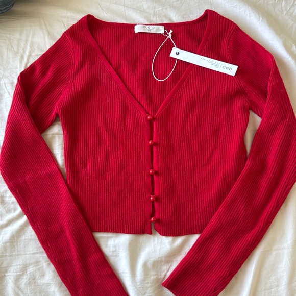 REVOLVE One grey day red cardigan - Picture 1 of 3
